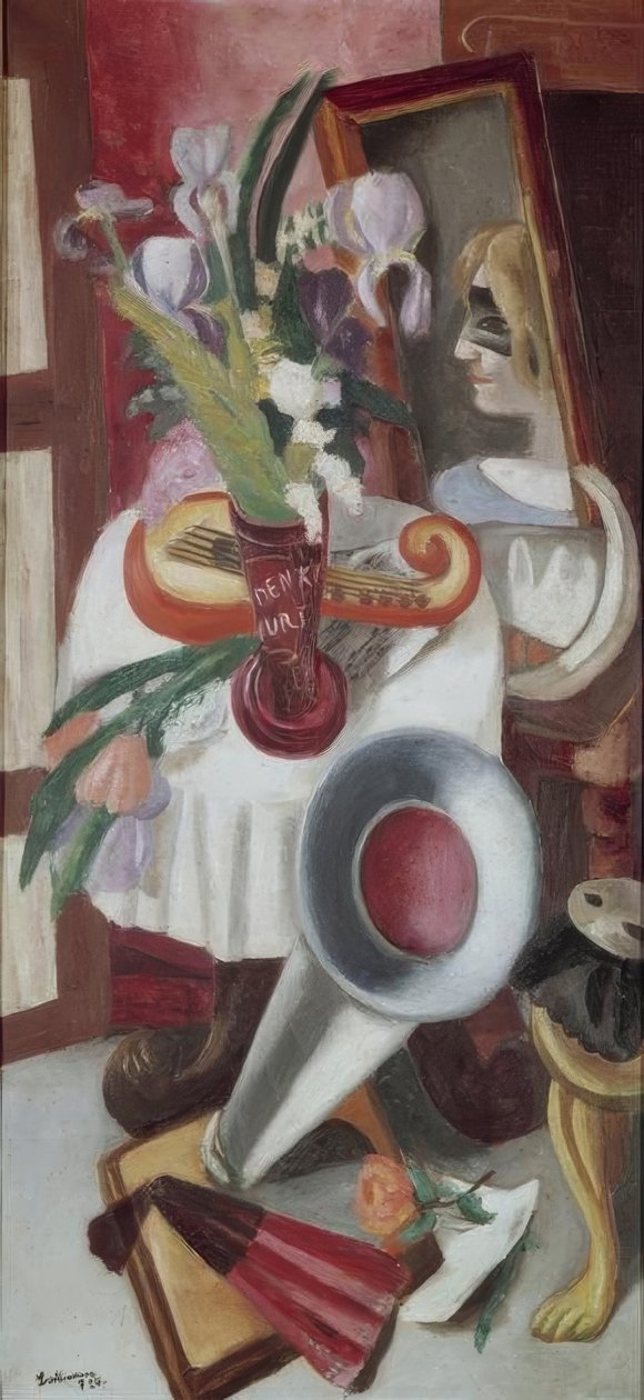 Stilleben mit Grammophon und Schwertlilien von Max Beckmann