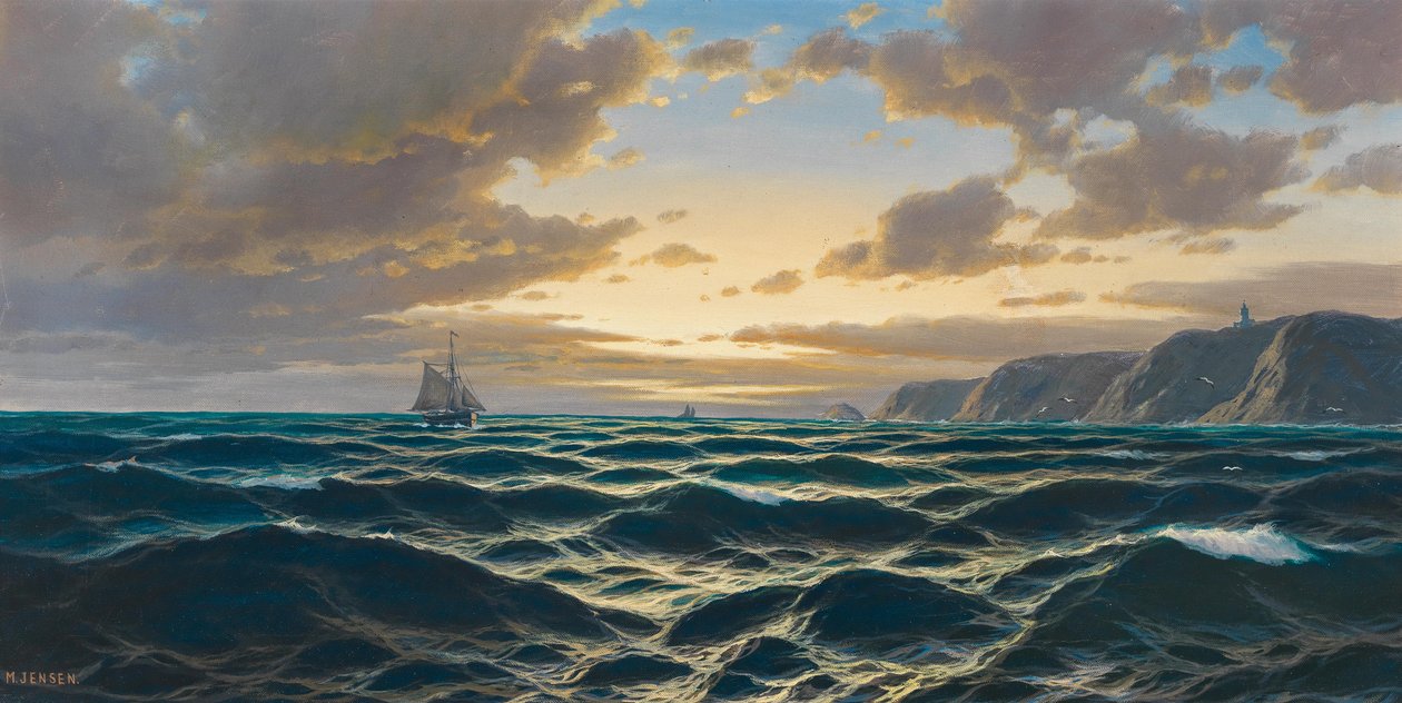 Marine, untergehende Sonne an der Küste von Max Jensen