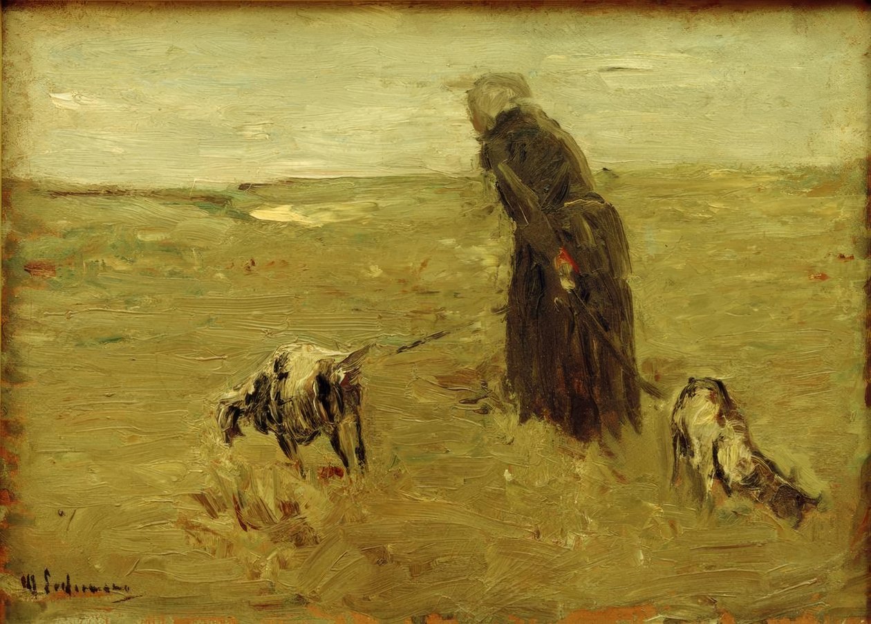 Alte Frau mit Ziegen von Max Liebermann