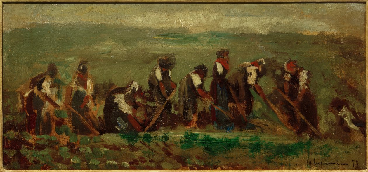 Arbeiter im Rübenfeld - Kompositionsstudie von Max Liebermann