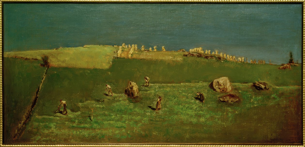 Die Mäher - Heuernte in Tirol von Max Liebermann