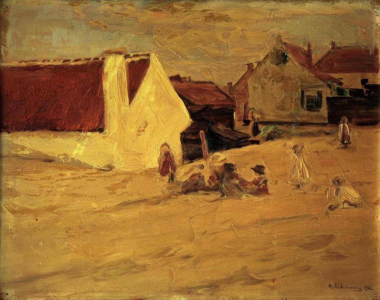 Dorfplatz mit spielenden Kindern von Max Liebermann