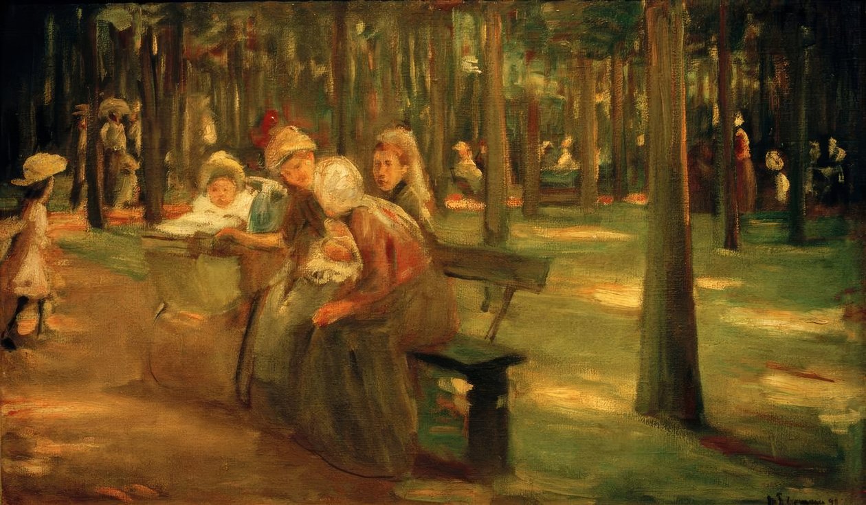 Kindermädchen und Bonnen im Tiergarten von Max Liebermann