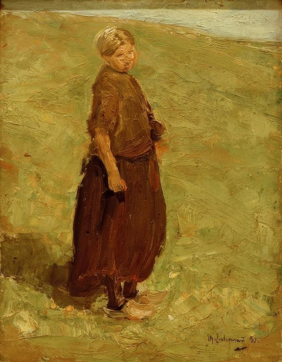 Mädchen auf der Düne, stehend nach rechts von Max Liebermann