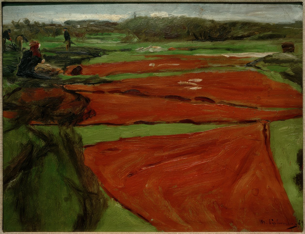 Wiese mit ausgebreiteten Netzen und Segeln von Max Liebermann