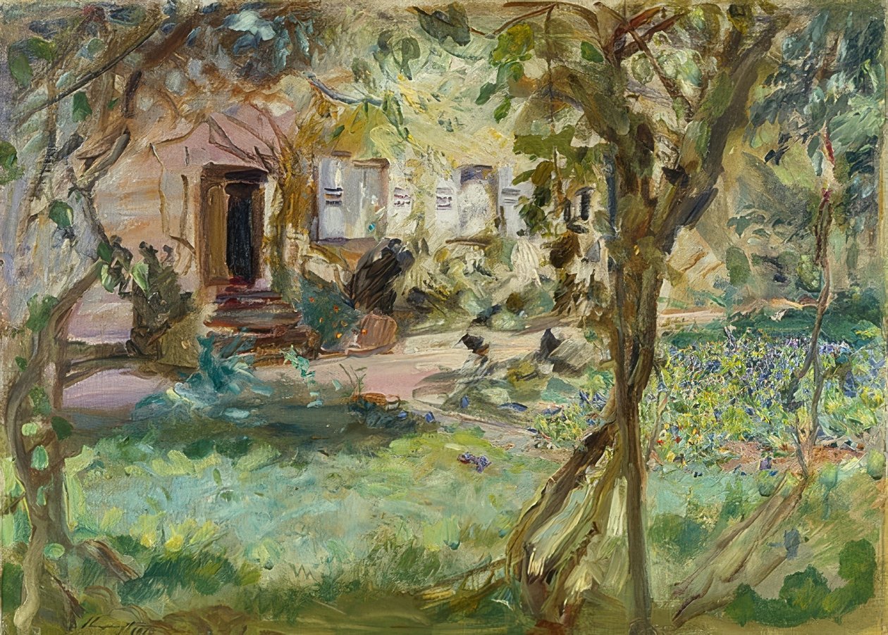 Garten mit Stiefmütterchenbeet, 1914 von Max Slevogt