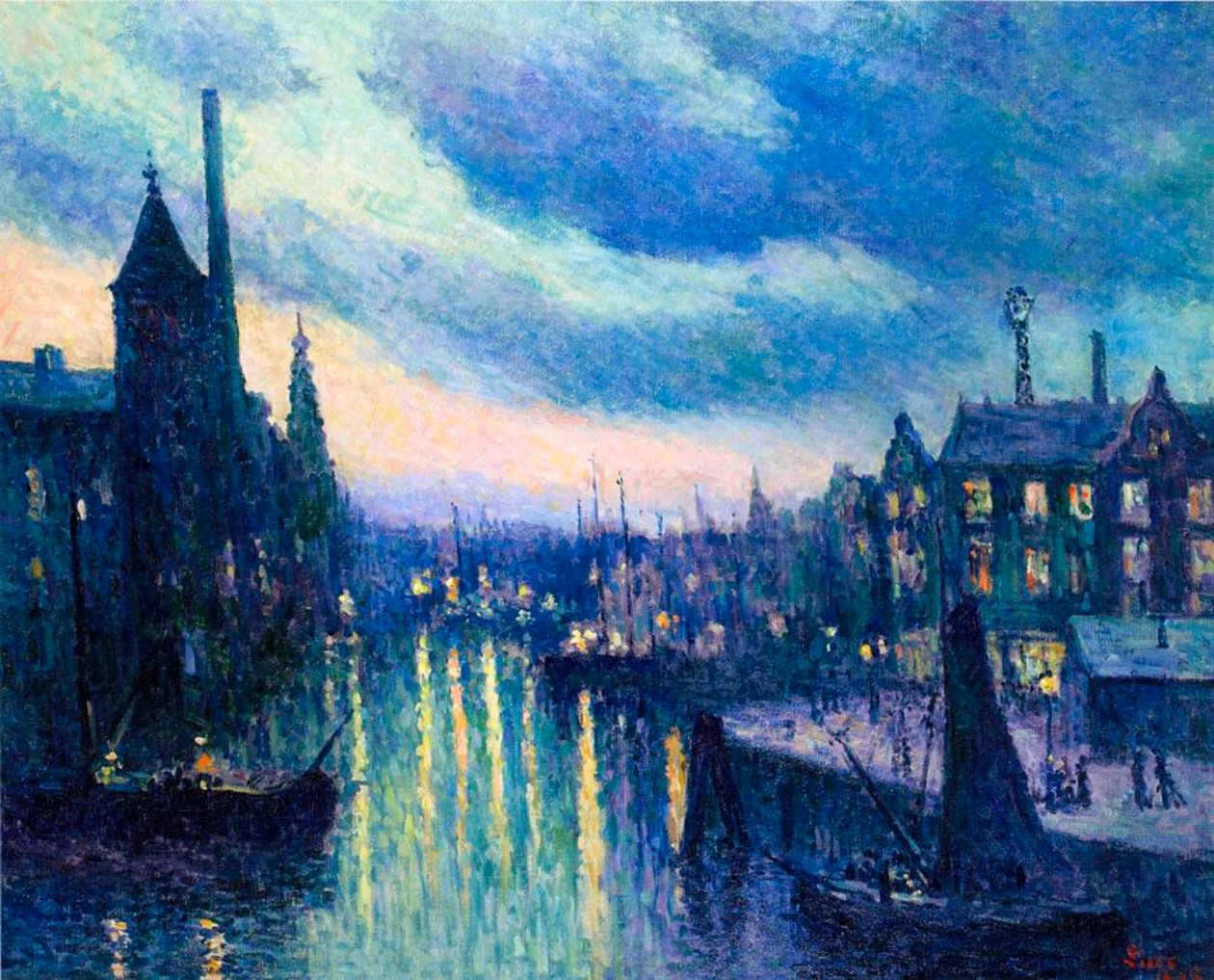 Der Hafen von Rotterdam bei Nacht, 1908 von Maximilien Luce