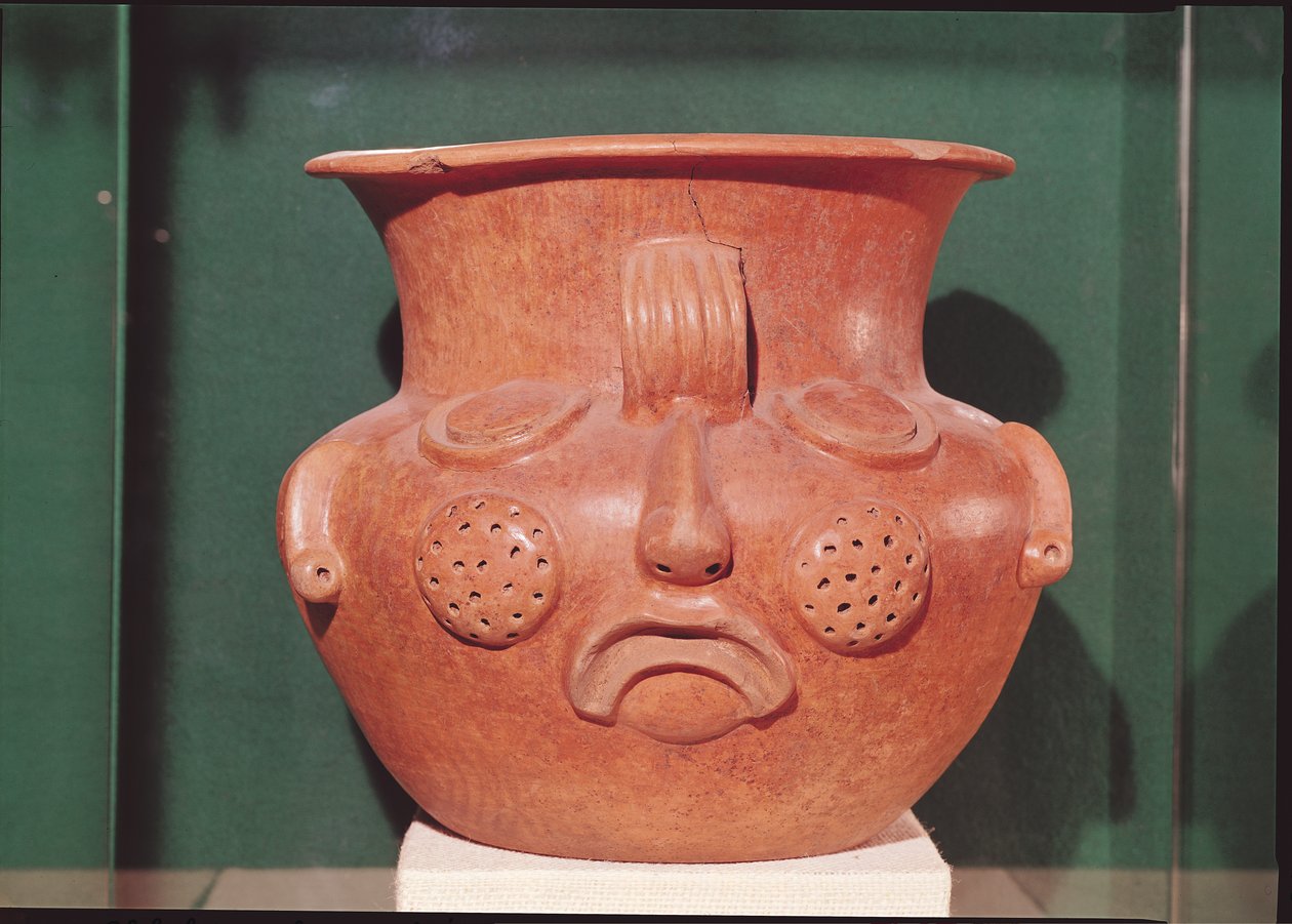 Kugelförmige Vase mit Gesicht, aus Kalminaljuy, Guatemala, Präklassische Periode, 1000-250 v. Chr. von Mayan