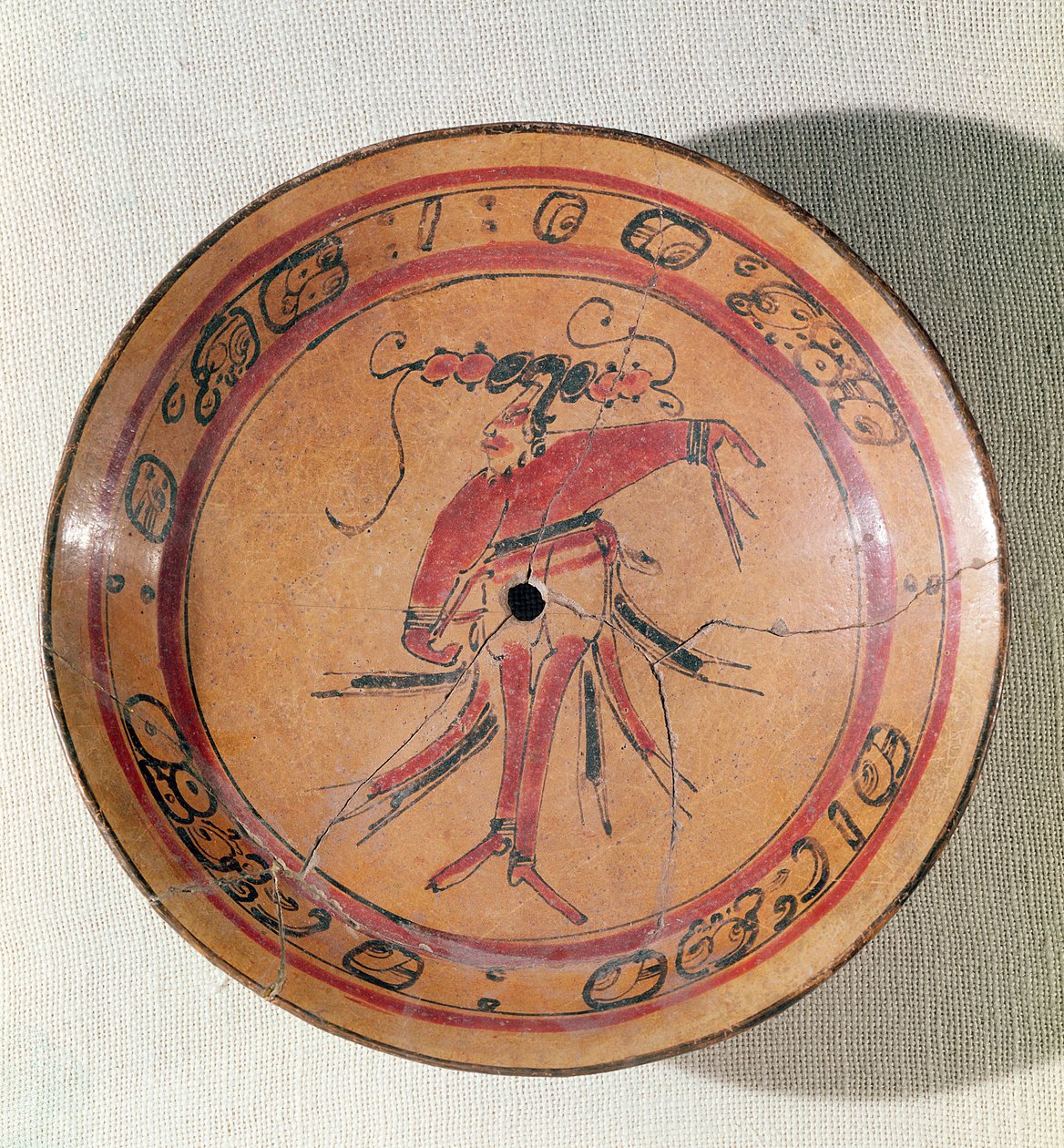 Große dreibeinige Schale mit Darstellung eines Schauspielers oder Tänzers, 600-950 von Mayan