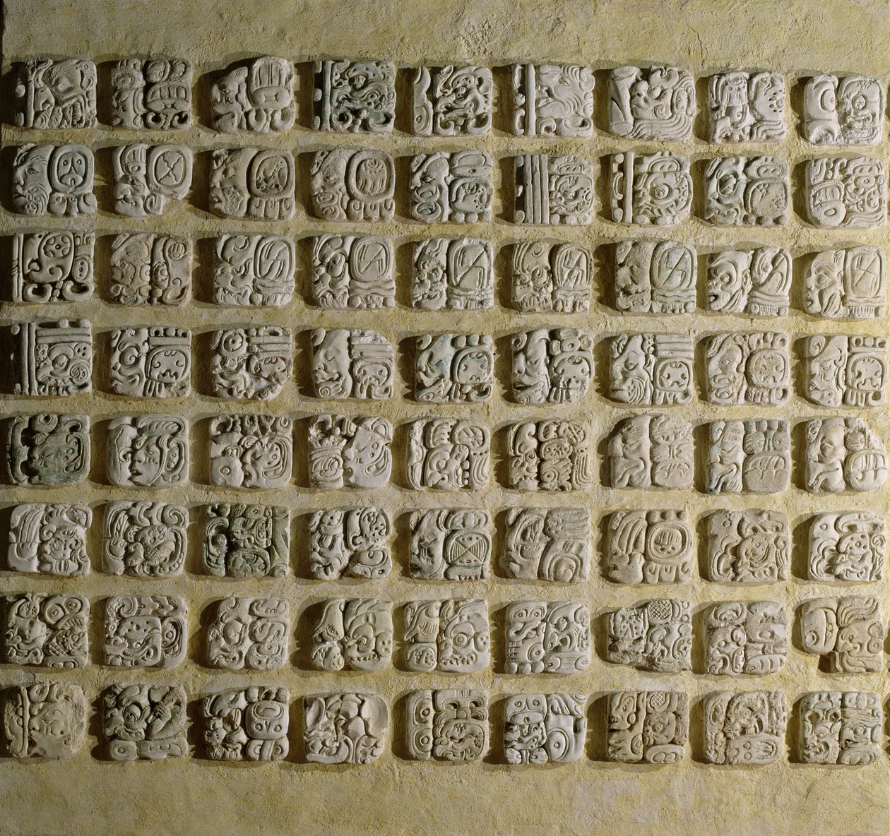 Tafel mit Glyphen, aus Tempel XVIII, Palenque, Chiapas, Mexiko, Spätklassische Periode von Mayan