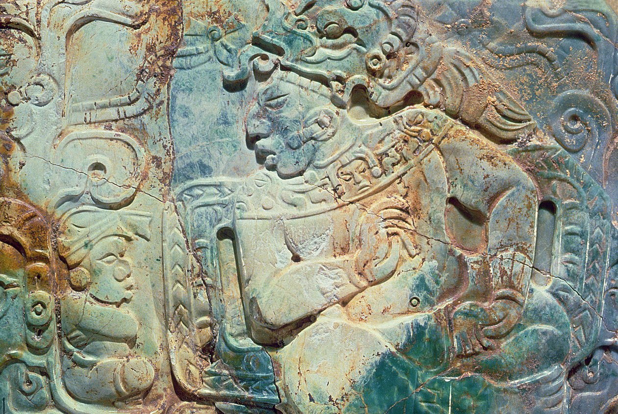 Pektorale des Königs und eines Höflings aus Tikal (Jade) von Mayan