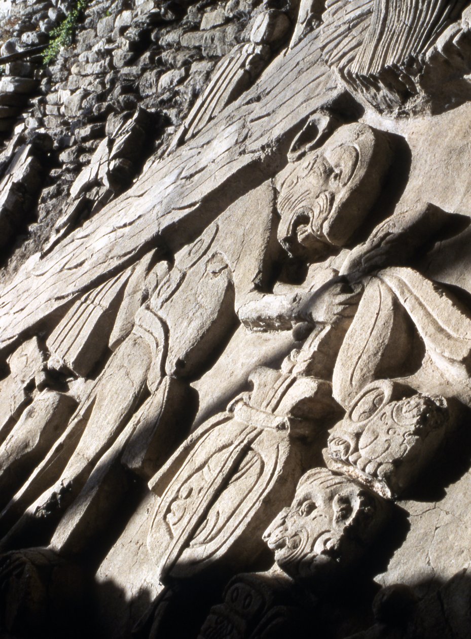 Relief auf einer Pyramide, Spätklassische Periode (600-900 n. Chr.) von Mayan