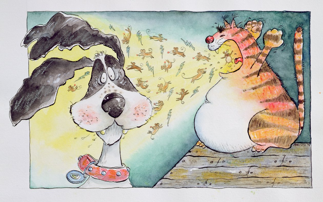 Katze, Hund und Mäuse von Maylee Christie
