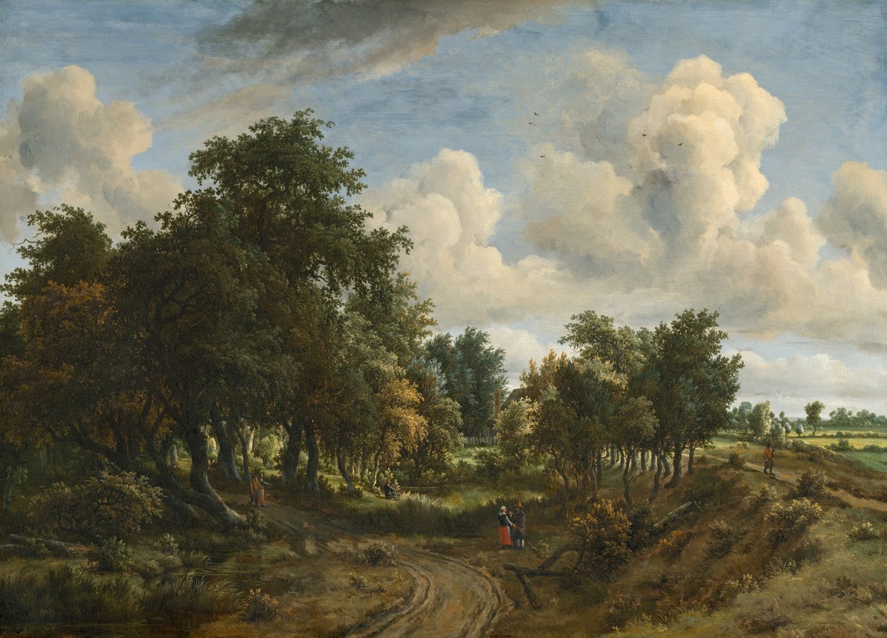 Eine bewaldete Landschaft von Meindert Hobbema