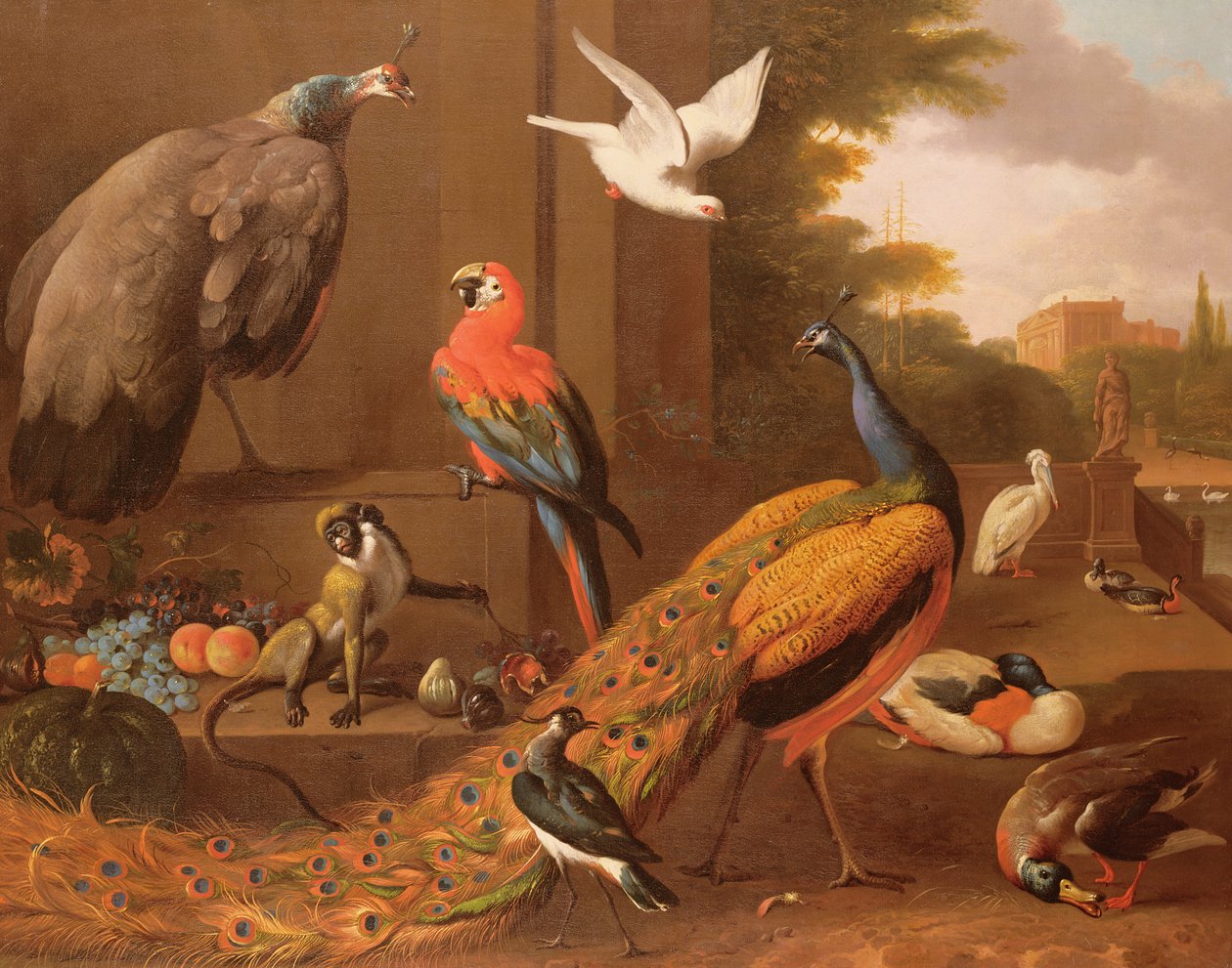 Vögel in einer Landschaft von Melchior de Hondecoeter