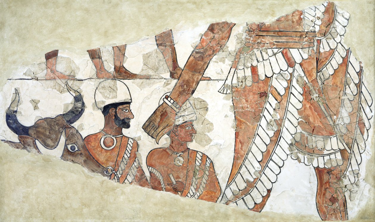 Investitur des Königs durch die Göttin Ishtar, aus dem Palast von Zimri-Lim, Mari, Mittlerer Euphrat, Isin-Larsa-Periode, um 1800 v. Chr. von Mesopotamian
