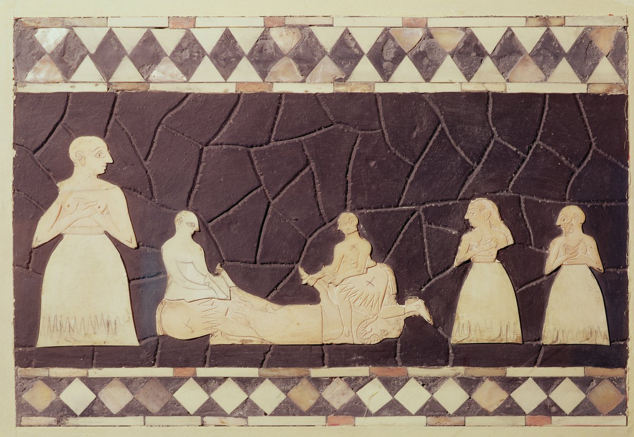 Opferszene (Mosaik) von Mesopotamian