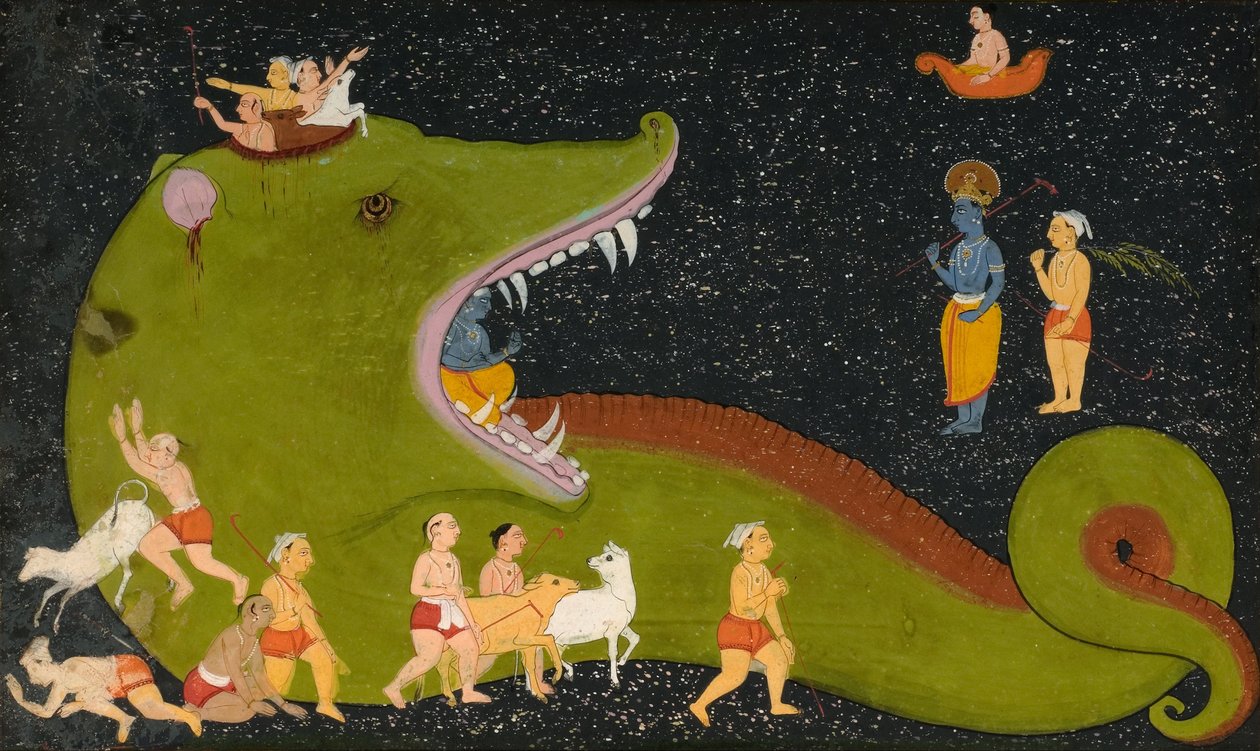 Krishnas Sieg über Aghasura von Mewar School