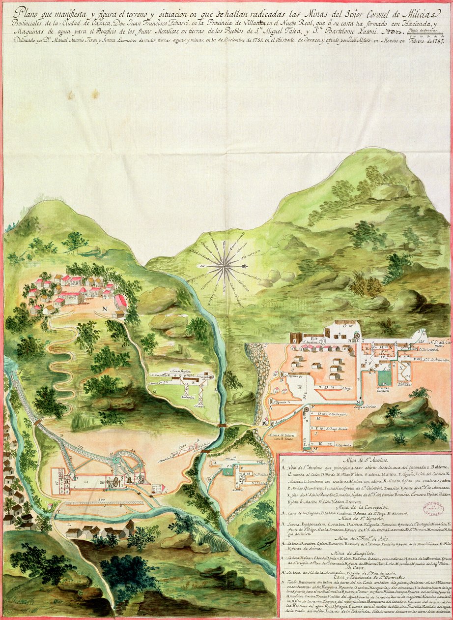 Plan der Minen von Oaxaca, Mexiko von Mexican School