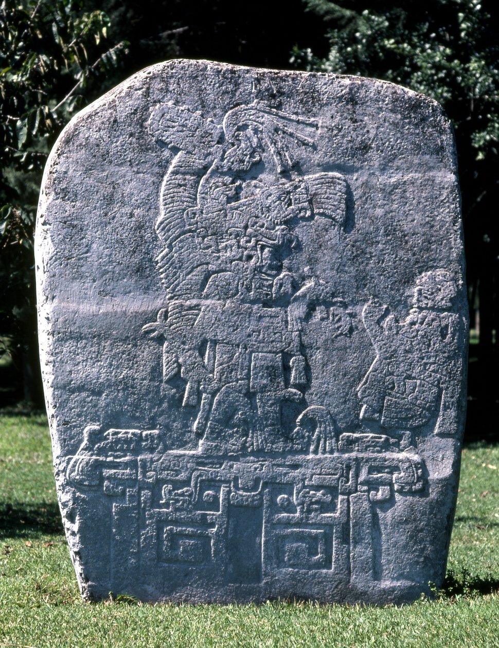 Stela, aus El Meson, Spätpräklassische Periode von Mexican School