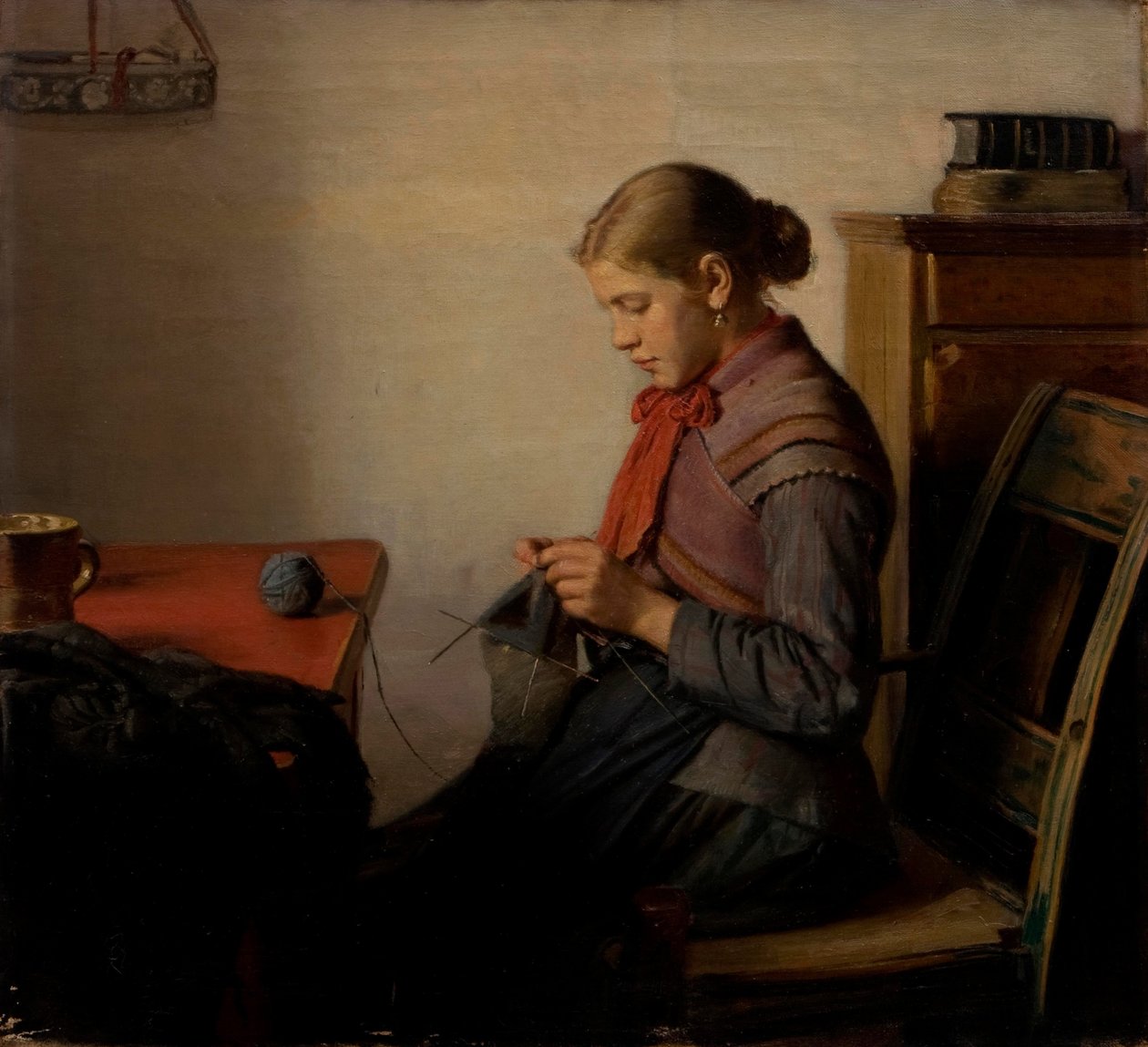 Skagen-Mädchen, Maren Sofie, beim Stricken von Michael Peter Ancher