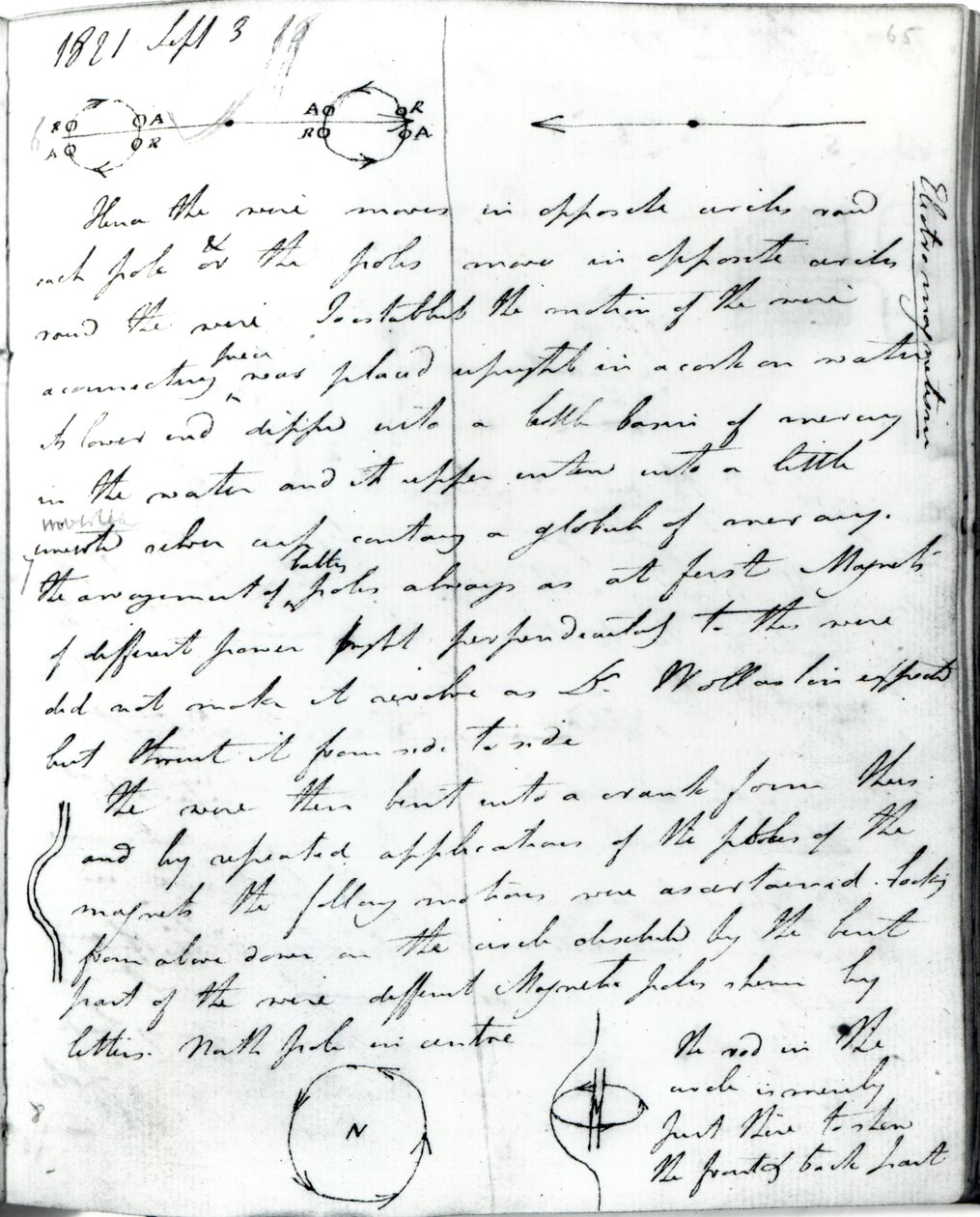 Seite 73 aus Faradays Notizbuch, über das 