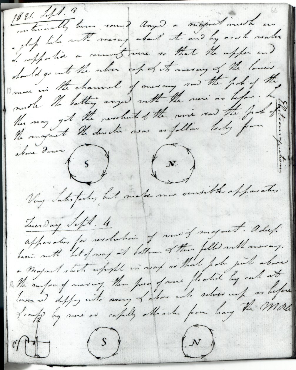 Seite 75 aus Faradays Notizbuch, über das 