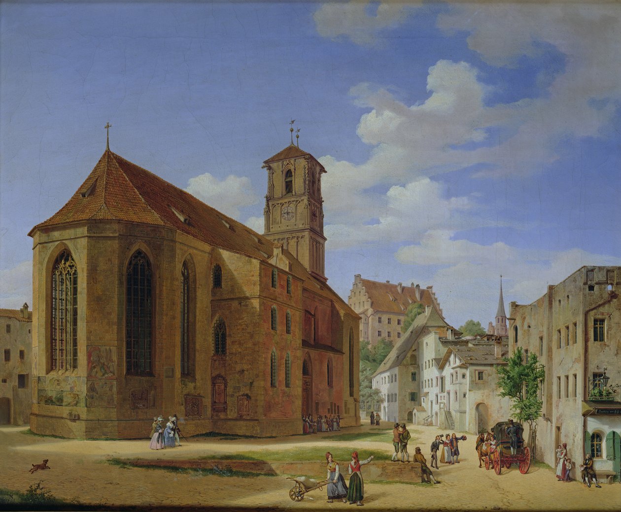 Der Kirchplatz in Wasserburg am Inn, 1838 von Michael Neher