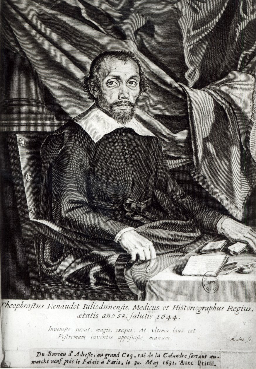 Porträt von Theophraste Renaudot (1586-1653) im Alter von 58 Jahren, 1644 von Michel Lasne
