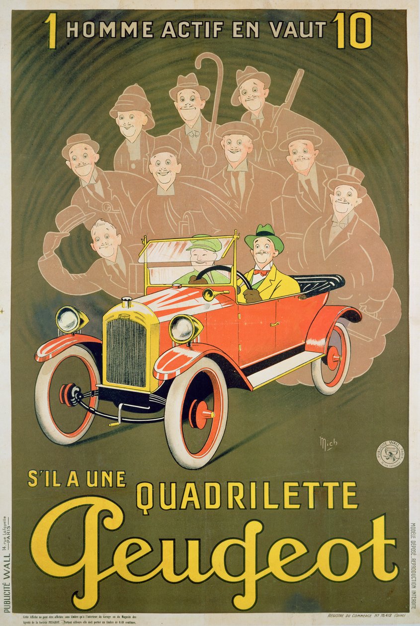 Werbung für den Peugeot Quadrilette von Michel Liebeaux