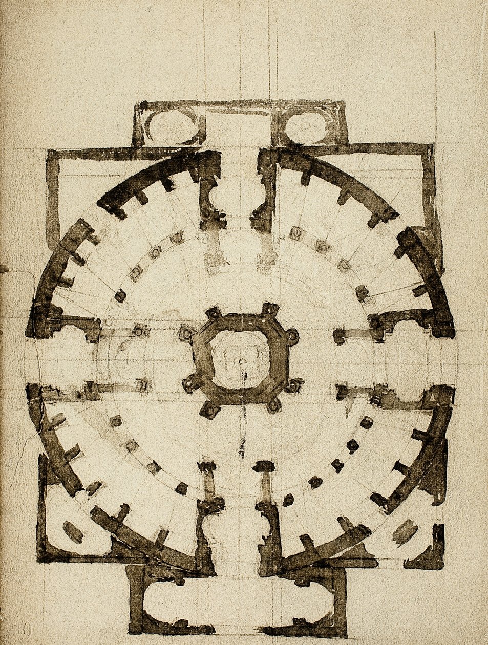 Architektonisches Projekt für den Plan einer Kirche von Michelangelo Buonarroti