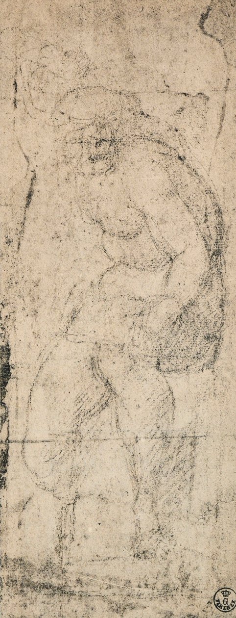 Männlicher Akt, Studie von Michelangelo. Gabinetto dei Disegni e delle Stampe, Uffizien, Florenz von Michelangelo Buonarroti