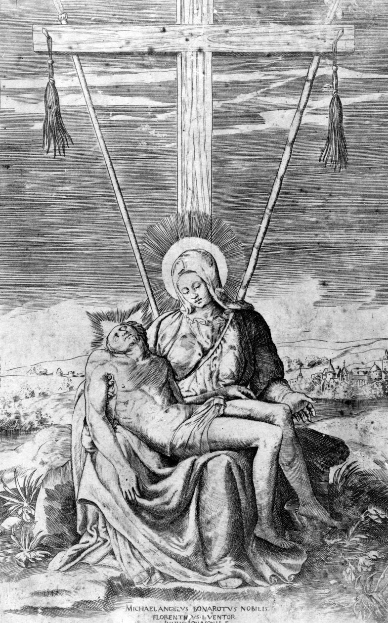 Pieta, graviert von Giulio Bonasone von Michelangelo Buonarroti