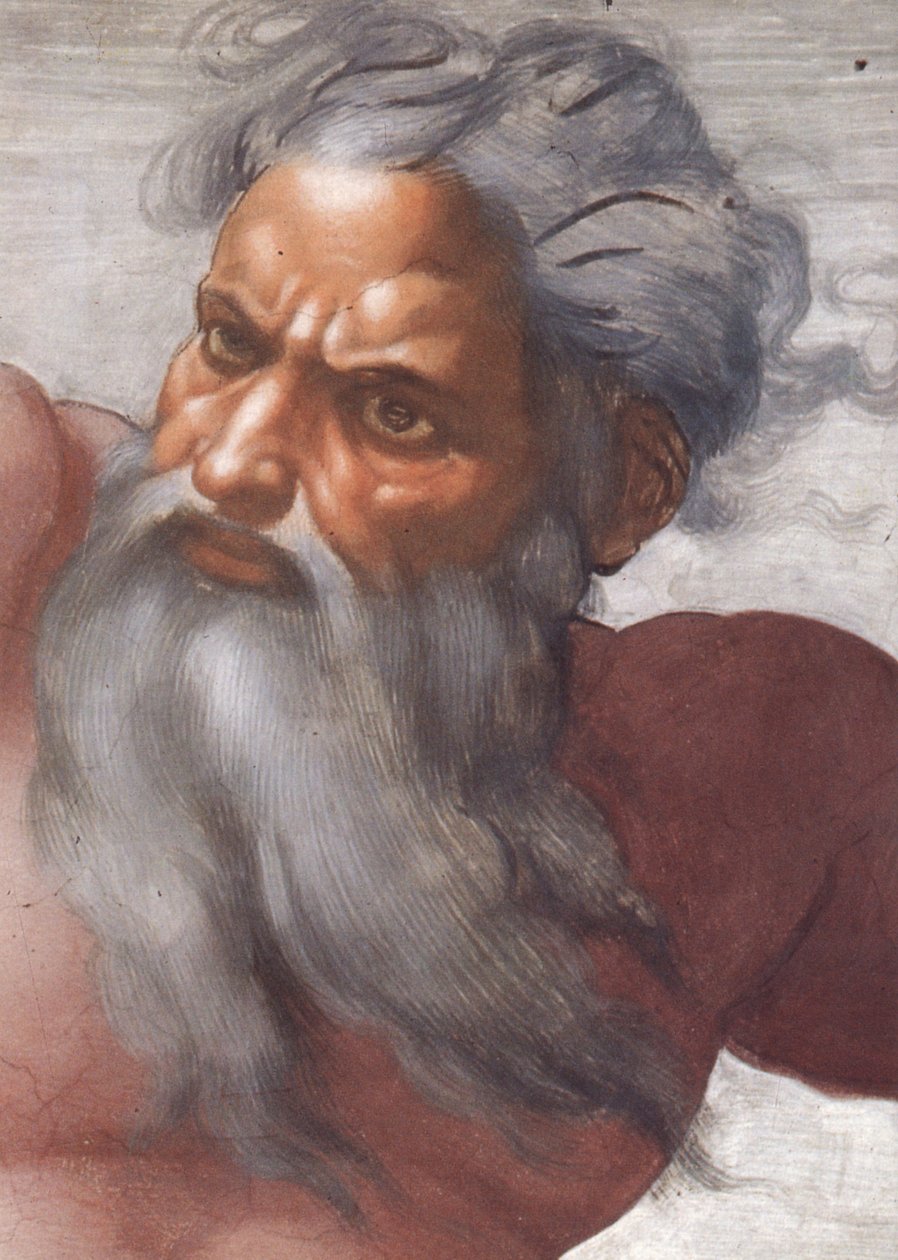 Sixtinische Kapelle: Erschaffung der Sonne und des Mondes, 1508-12, (Detail) von Michelangelo Buonarroti