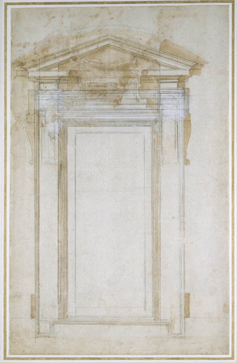 Studie eines Fensters mit dreieckigem Giebel, ca. 1546 von Michelangelo Buonarroti