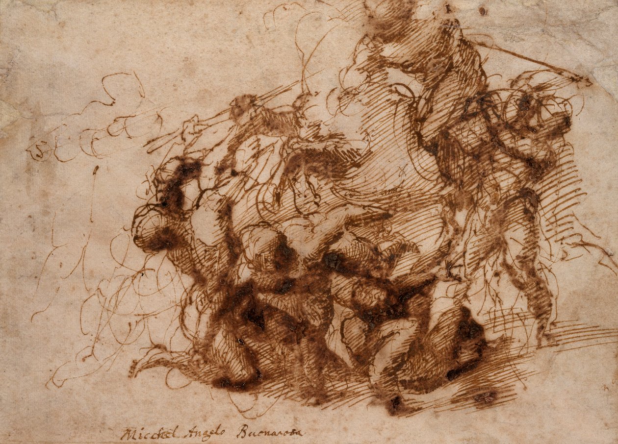 Eine Kampfszene, frühes 16. Jahrhundert von Michelangelo Buonarroti