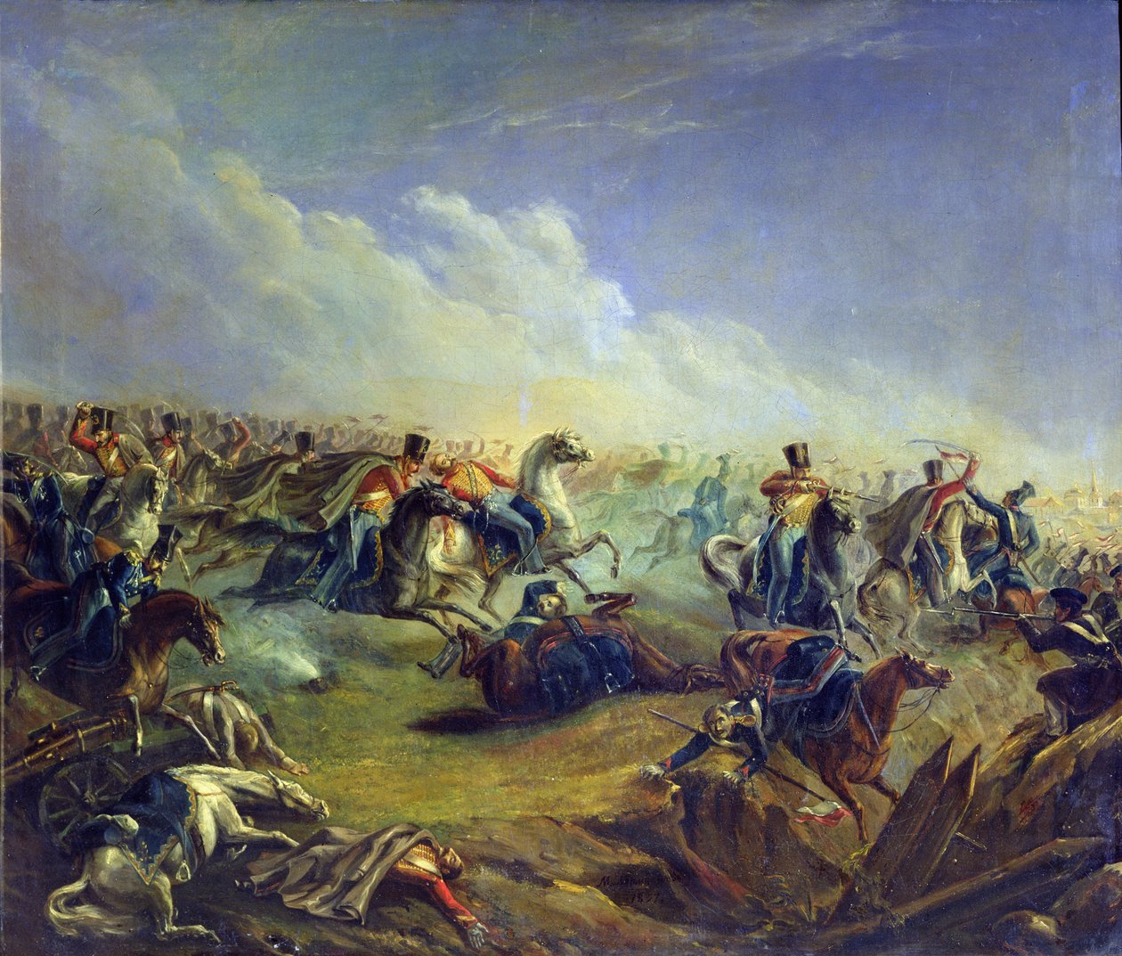 Die Garde-Husaren greifen bei Warschau am 26. August 1831 an, 1837 von Mikhail Yuryevich Lermontov