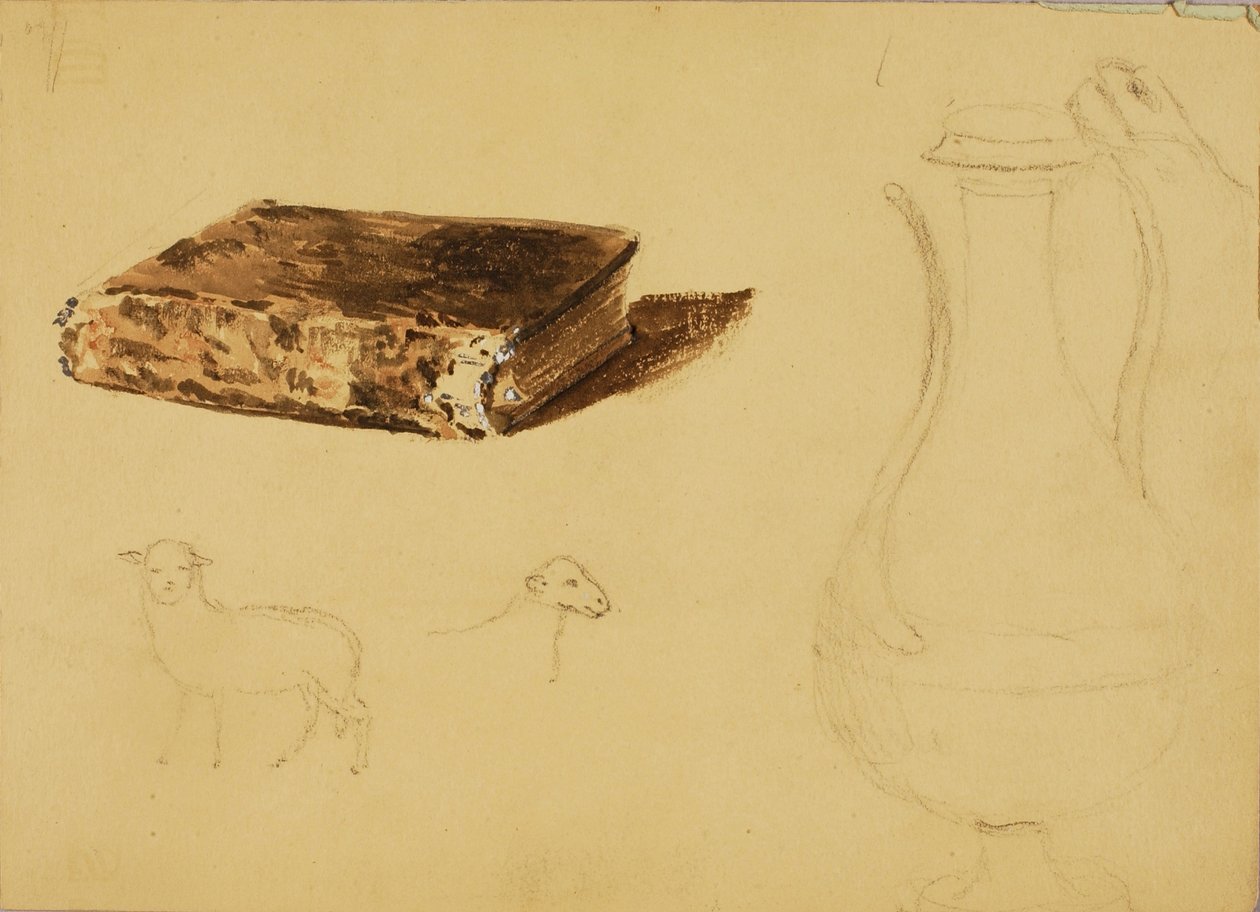 (Schaf, Vase, Buch) Studien von Miner Kilbourne Kellogg