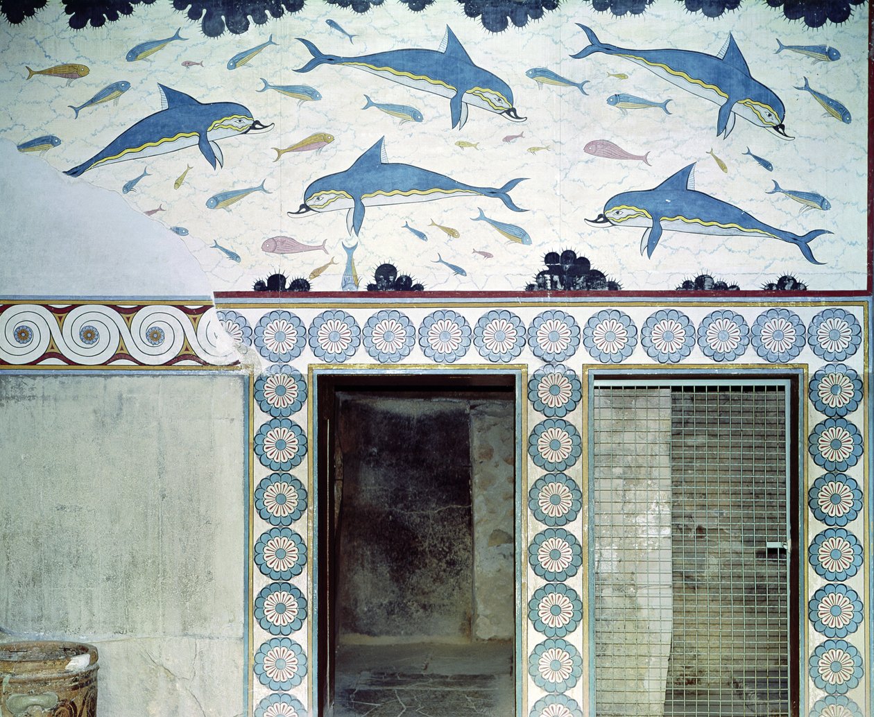 Die Delfin-Fresken im Badezimmer der Königin, Palast von Minos, 1600-1400 v. Chr. von Minoan