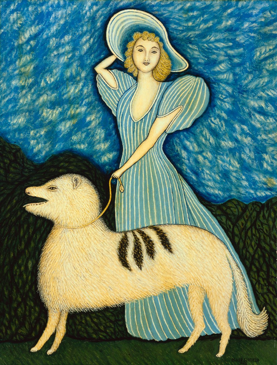 Mädchen mit Hund von Morris Hirshfield