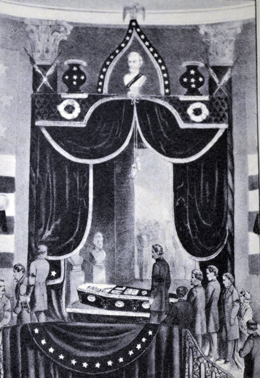 Currier & Ives Illustration 19. Jahrhundert. Der Körper des Märtyrer-Präsidenten, Abraham Lincoln von N. and Ives, J.M. Currier