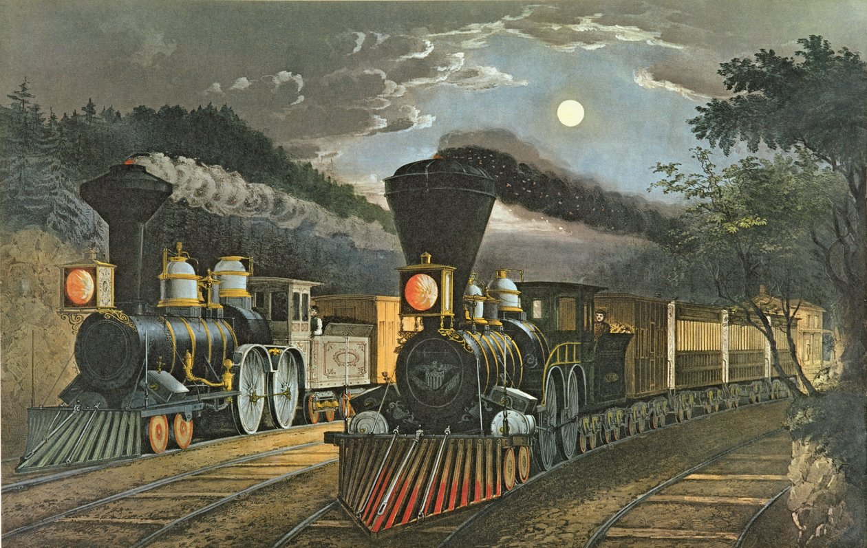 Der Blitz-Express-Zug, 1863 von N. and Ives, J.M. Currier