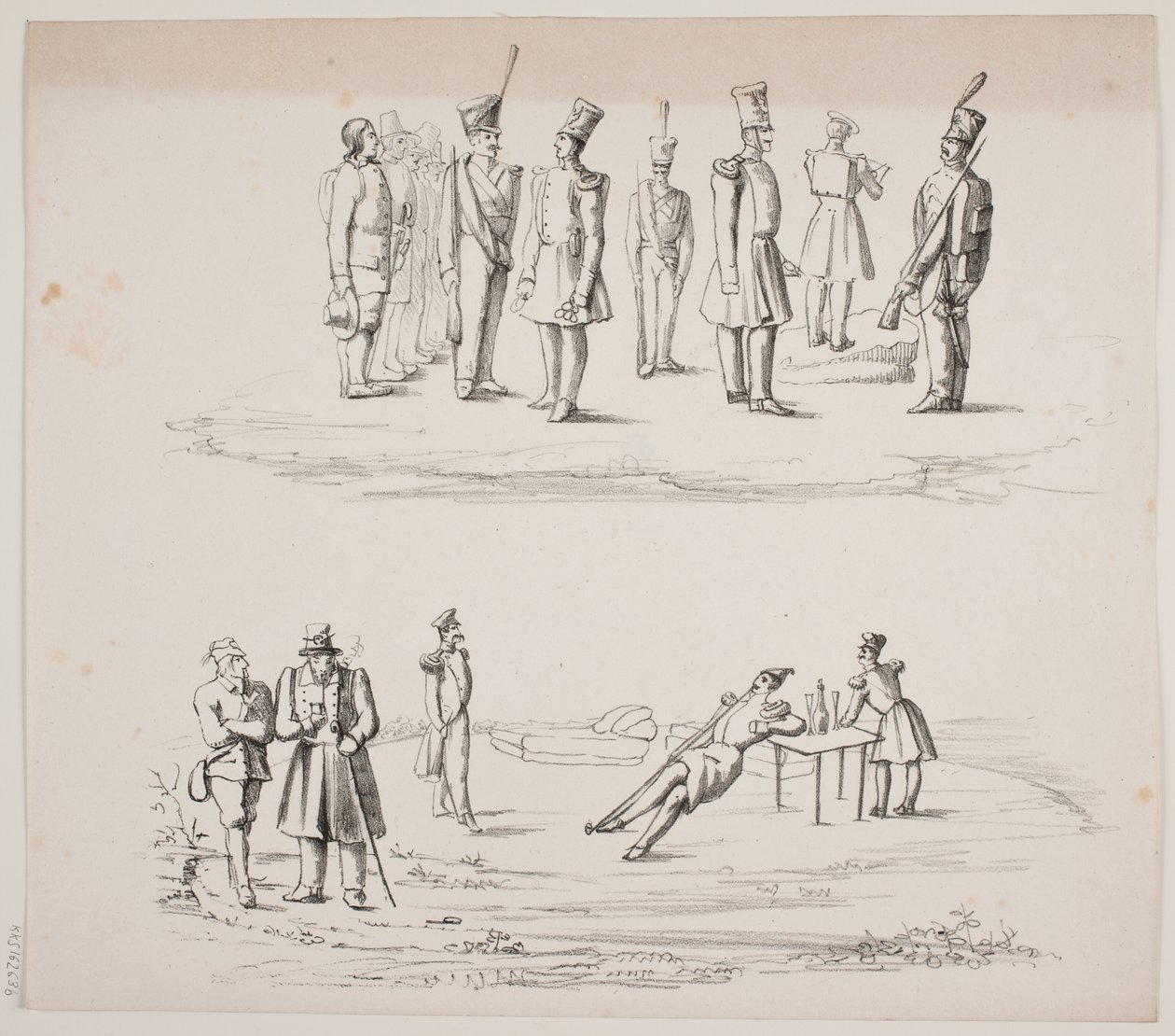 Probeblatt mit Fußvolk von N.B. Krossing