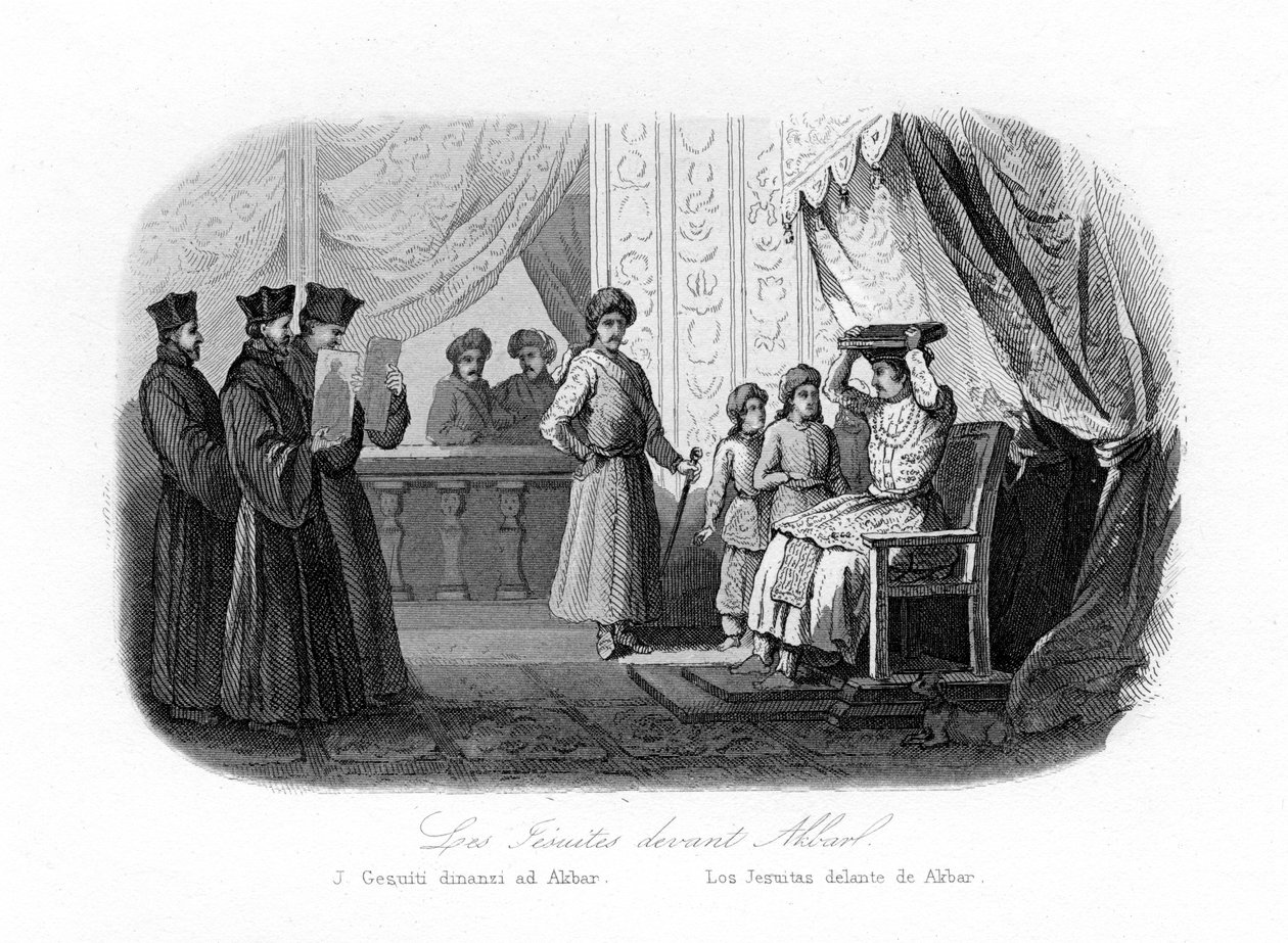 Jesuiten vor Akbar, 1580er Jahre, um 1840 von N. Remond