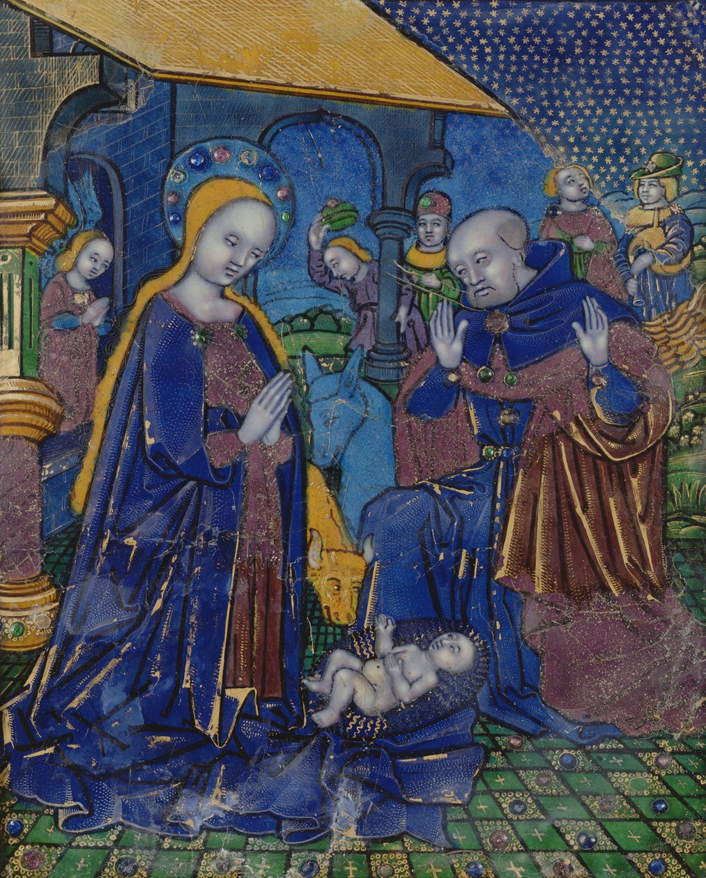 Plakette, die die Anbetung des Kindes darstellt, Limoges von Nardon Penicaud