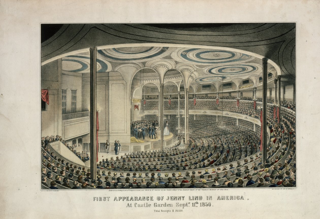 Erster Auftritt von Jenny Lind in Amerika im Castle Garden, 11. September 1850 von Nathaniel Currier