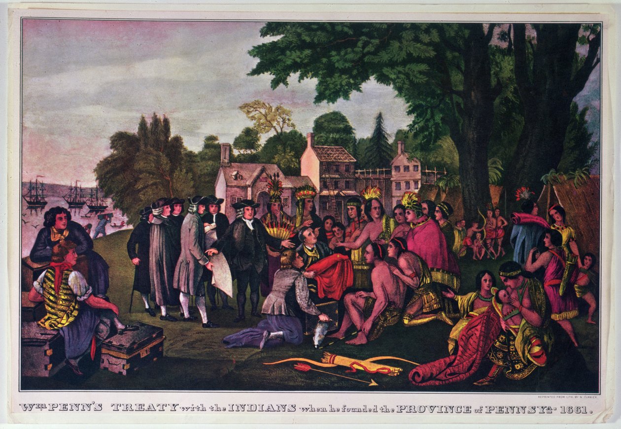 William Penns Vertrag mit den Indianern bei der Gründung der Provinz Pennsylvania, 1661 von Nathaniel Currier