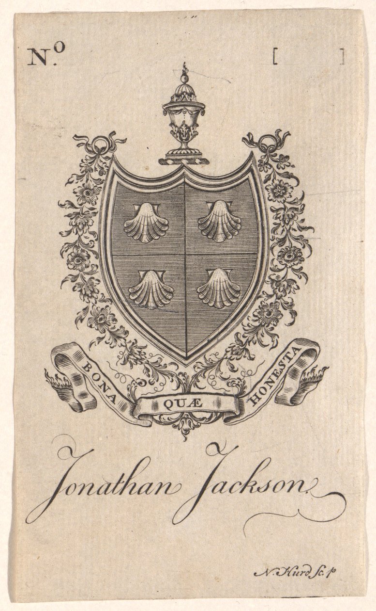 Exlibris von Jonathan Jackson von Nathaniel Hurd