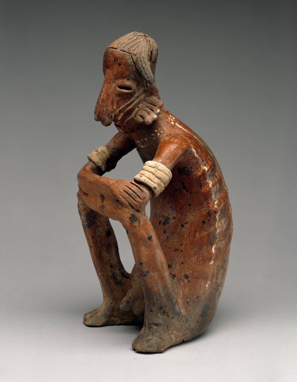 Abgemagerter sitzender Mann, Proto-Klassik, 100 v. Chr.-300 n. Chr. von Nayarit