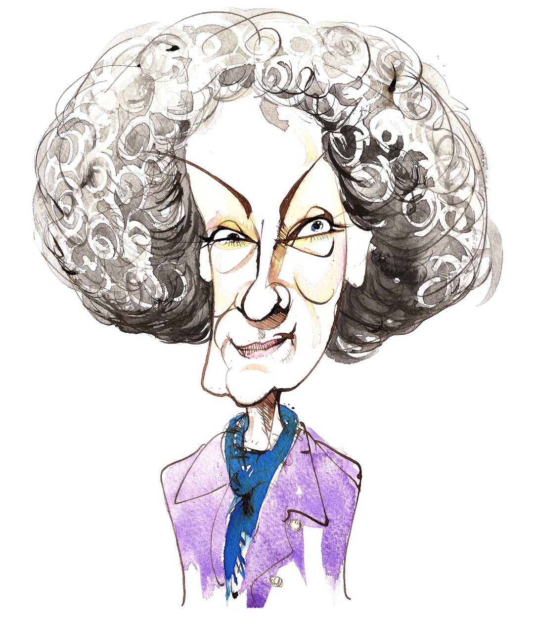 Kanadische Schriftstellerin und Dichterin Margaret Atwood (geboren 1939); Karikatur von Neale Osborne